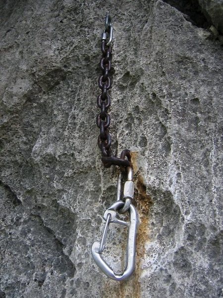 Worn Snapgate with Rusty Chain